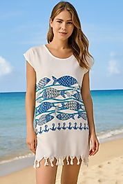 Etnik Desenli Bohem Tarzı Plaj Elbisesi Kadın - Rahat Kesim (S/M Uyumlu)