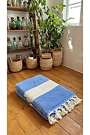 Unisex Mavi Peştemal Havlu – Şık ve Pratik Kullanım, %100 Pamuk, (90 x 150 cm)