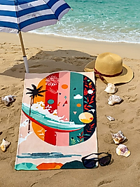 Renkli Çok Desenli Plaj Havlusu – 70x140 cm, %100 Pamuk, Canlı ve Yumuşak Dokulu