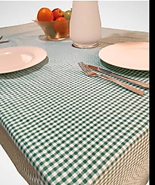 Yeşil Ekoseli Sofra Bezi – 160x160 cm | Doğal ve Canlı Masa Düzeni