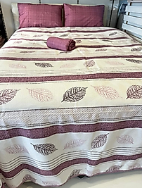 Mor Yaprak Desenli Tek Kişilik Pike – 160x240 cm | Doğadan Şıklık ve Hafiflik