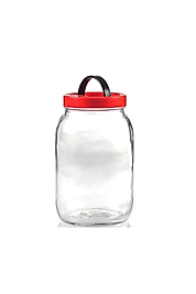 2 Litre Cam Kavanoz - Kırmızı Kapaklı, Turşu ve Gıda Saklama İçin