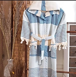 Bohem Tarz Unisex Renkli Ekoseli Peştemal Bornoz – %100 Pamuklu İnce, Hafif ve Emici