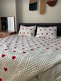 Ultrasonic Kapitone Yatak Örtüsü Takımı, Tek Kişilik | Beyaz Renk, Şık ve Hafif Tasarım, 2 Parça Set