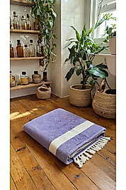 Unisex Mor Elmas Peştemal Havlu – Şık ve Pratik Kullanım, %100 Pamuk, (90 x 150 cm)
