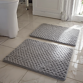 Doğa Dostu Vegan 2 Parça Açık Gri Klozet Takımı – Kaymaz Tabanlı Paspas Seti, 40x50 % 50x90 cm