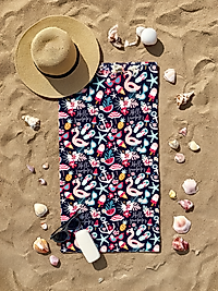 Canlı Renkli Modern Desen Plaj Havlusu – %100 Pamuk, Plaj ve Havuz İçin, (70 x 140 cm)