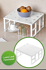 Beyaz Kare Ayaklı Dekoratif Mutfak Organizeri – Çok Amaçlı Düzenleyici Raf