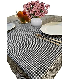 Siyah Ekoseli Sofra Bezi – 160x160 Cm | Modern Ve Masa Şıklığı