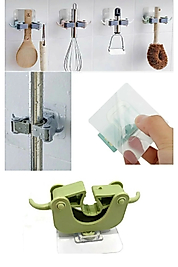 Yapışkanlı Mop Tutucu Askı | Duvara Yapışan Pratik Süpürge ve Paspas Tutacağı