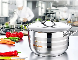 Silver Derin Çelik Tencere 30 cm – 16 cm Derinlik | Profesyonel, Şık ve Dayanıklı Tasarım