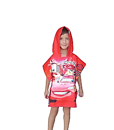 McQueen Lisanslı Erkek Çocuk Panço Havlu – 3-7 Yaş | Plaj & Banyo Kullanımı, %100 Pamuk