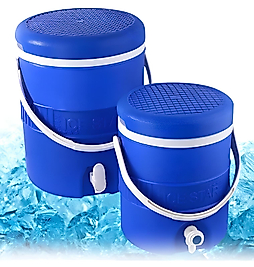 Mavi Renkli Plastik İkili Termos Seti – Pratik Kullanım (6 L ve 16 L)