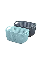Mint Yeşili Hasır Görünümlü Çamaşır Sepeti – Geniş Hacimli