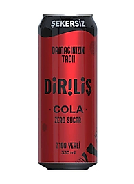Diriliş 330 ml Şekersiz Kola – 24'lü Paket | %100 Yerli, Hafif ve Ferahlatıcı Lezzet