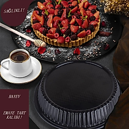28 cm Siyah Granit Tart Kalıbı – Yapışmaz Döküm Görünümlü Metal Kalıp