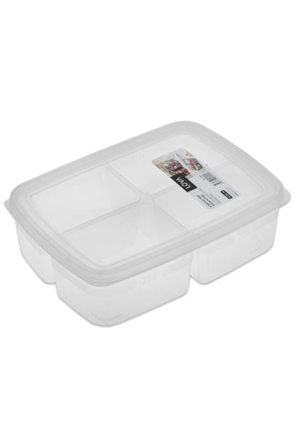 Pratik 4 Bölmeli Saklama Kabı 4x250 ml – Yemek ve Atıştırmalıklar İçin