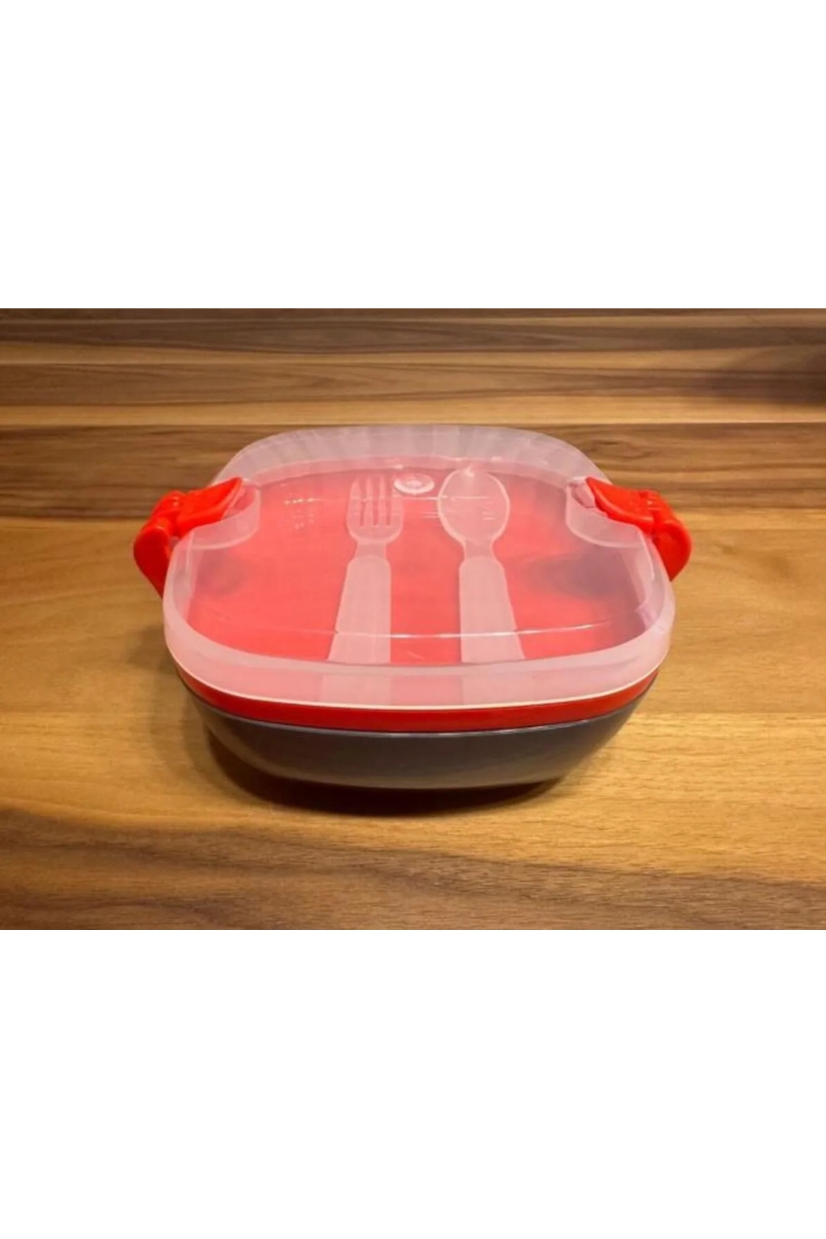 2 Bölmeli Beslenme Kabı – Kaşık & Çatallı, Sızdırmaz, 14x14 Pratik Öğün Kutusu