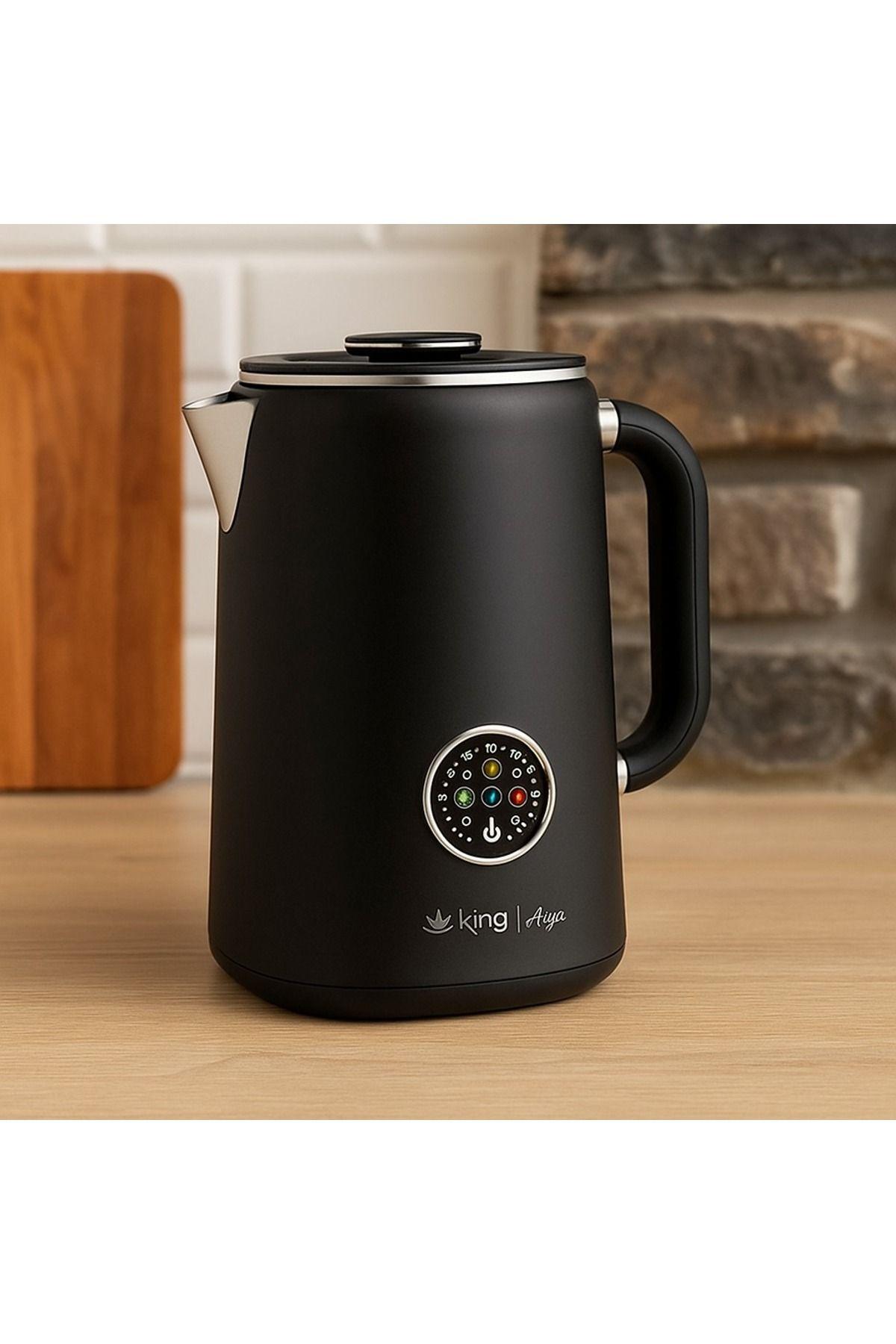 Arya Dijital Su Isıtıcı 1.7L 1500W Siyah – Dokunmatik, Mama ve Çay Modlu, Paslanmaz Çelik