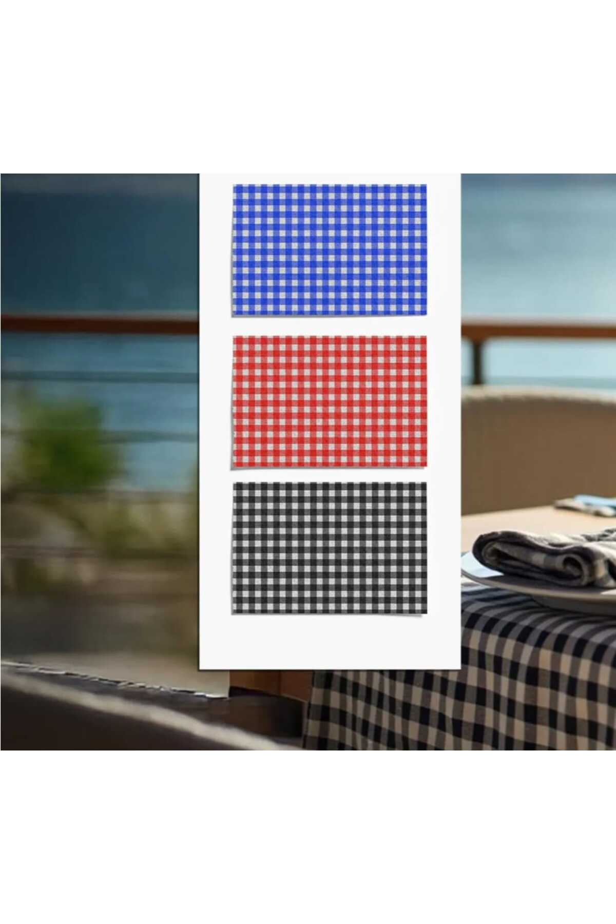 Mavi Ekoseli Sofra Bezi – 160x160 cm | Ferah, Şık ve Günlük Kullanıma Uygun