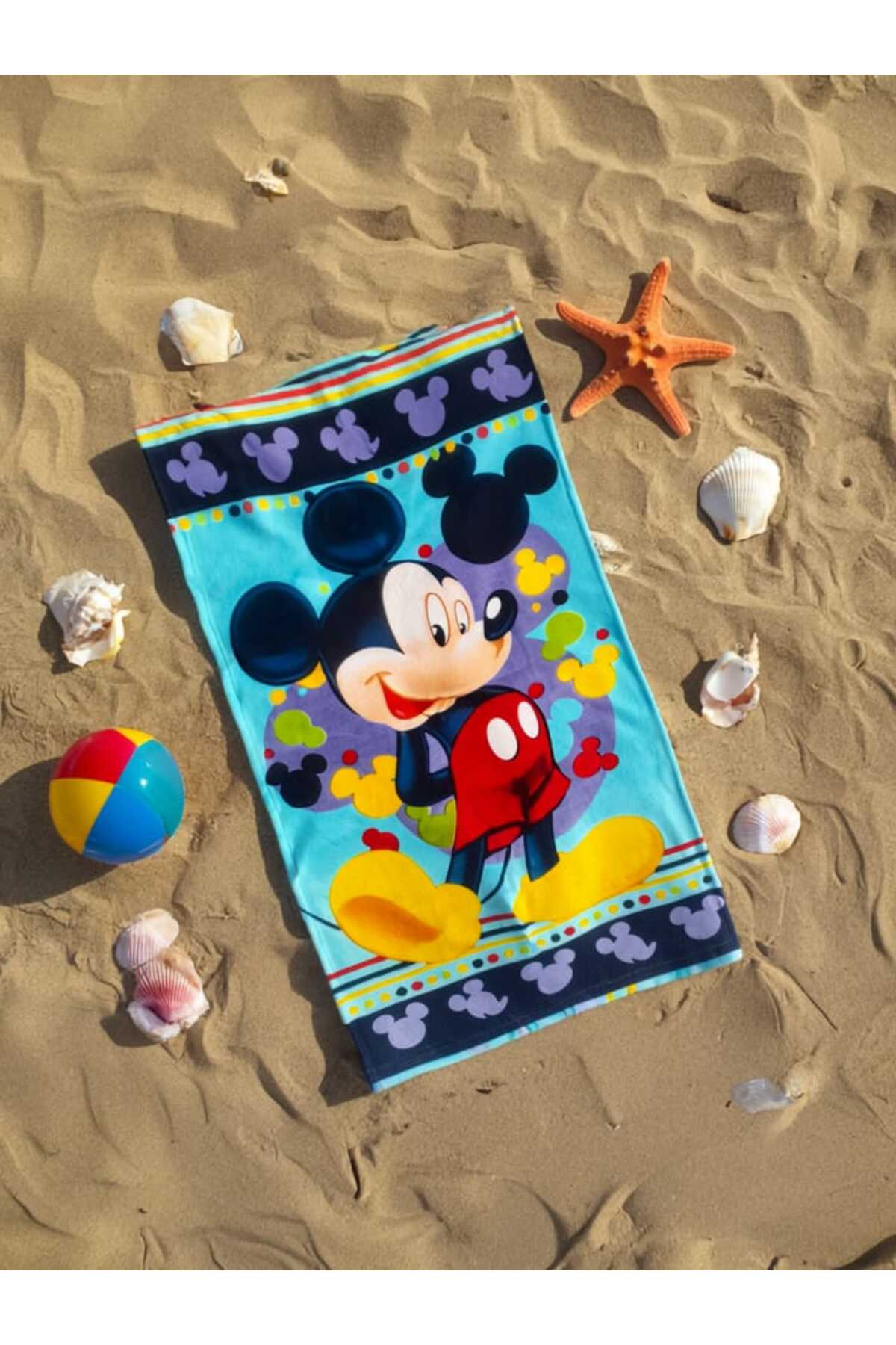 Lisanslı Mickey Mouse Plaj Havlusu – 70x140 cm, %100 Pamuk, Çocuklar İçin