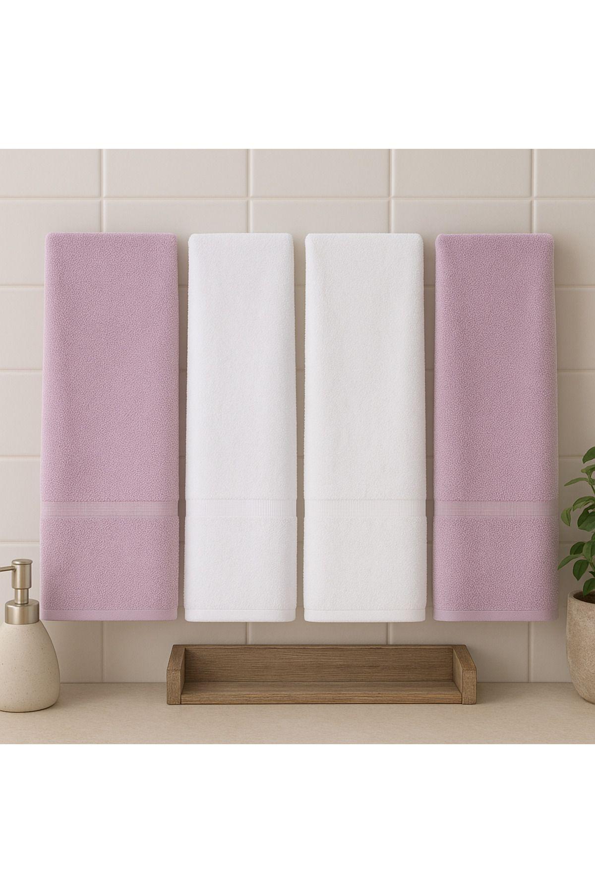 Home Collection 4’lü Banyo Havlu Seti – Pamuklu ve Yumuşak Dokulu, Emici Kumaş